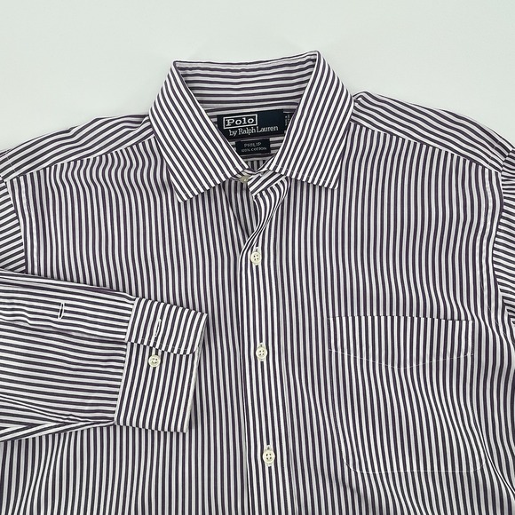 Polo Ralph Lauren Other - Polo Ralph Lauren Men's Button Up Shirt Sz 15 1/2 32/33 Purple/White Stripe